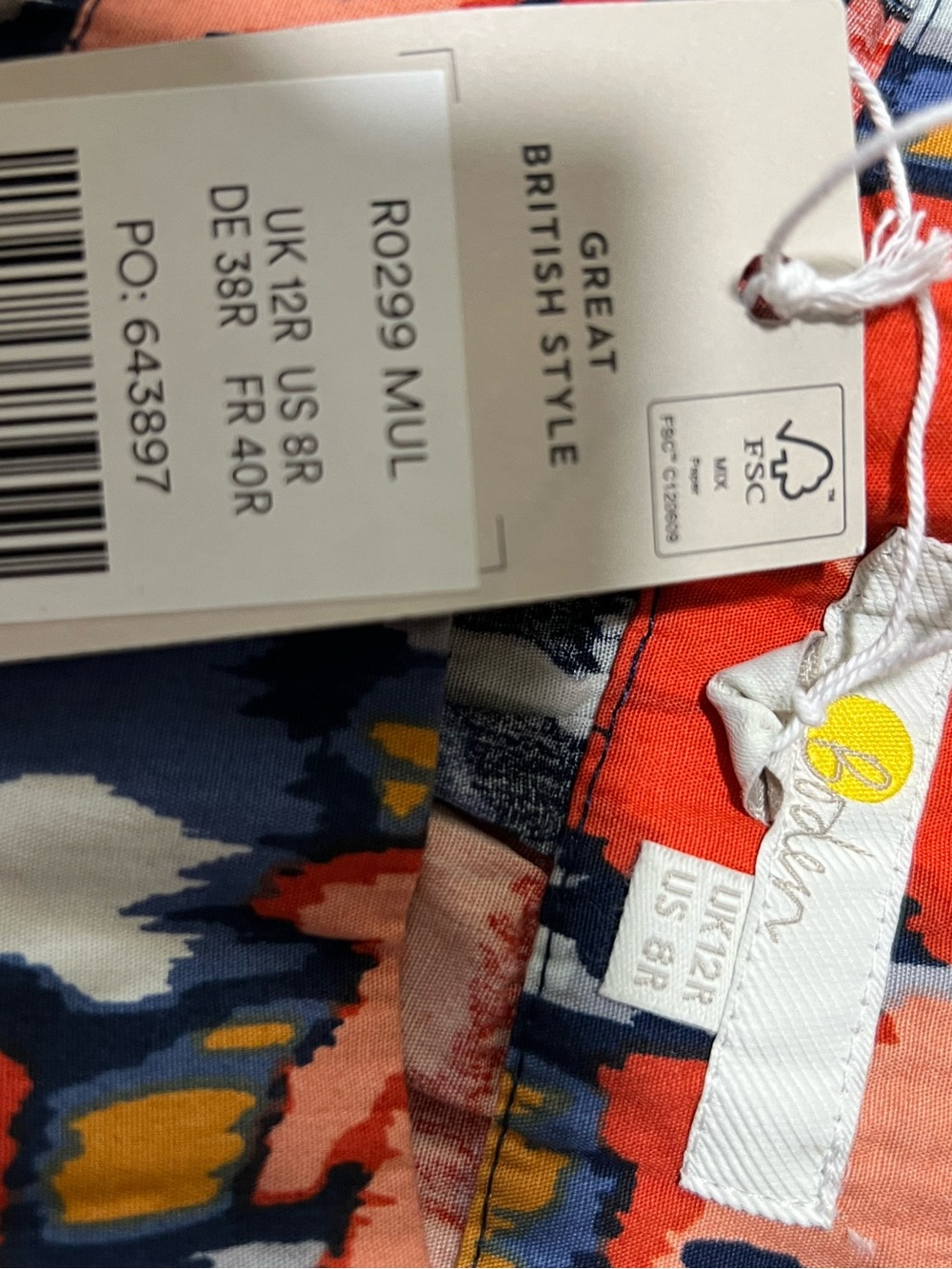 Boden tiered floral cotton poplin skirt size 8 - Picture 6 of 7